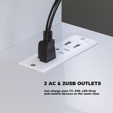 Rolanstar TV Stand with Power Outlets and LED Light, 4 Fabric Drawers Entertainment Center for 32/45/55 inch TVs, Media Console with Storage for Living Room or Bedroom, White - Image 6