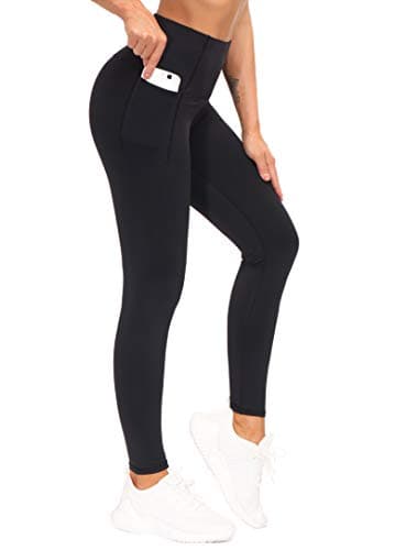 THE GYM PEOPLE Tummy Control Workout Leggings with Pockets High Waist Athletic Yoga Pants for Women Running, Fitness (Black-1, X-Large) - Image 1