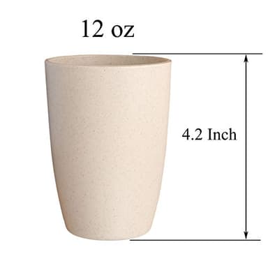 LuckyZone Wheat Straw Unbreakable Cup (12 oz) - Reusable Drinking Glasses Set of 5 - Dishwasher Safe Tumbler - BPA Free & Eco-Friendly (5Pcs) - Image 6