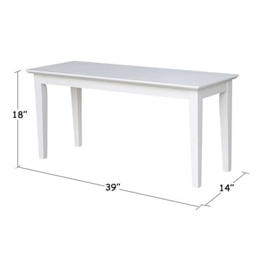 Shaker Style Solid Parawood Kitchen/Dining Bench, 39"W x 14"D x 18"H, Sturdy Seating for Entryway, Living Room, Family Room, or Breakfast Nook, Easy Assembly, Unfinished, Ready to Stain or Paint - Image 9