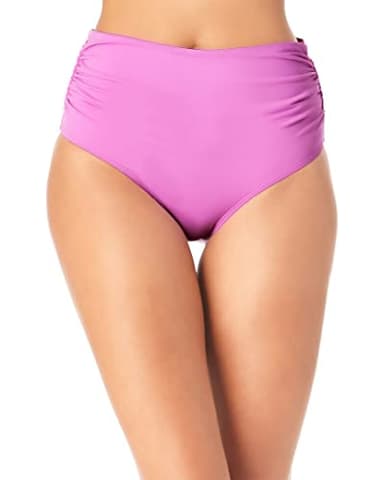 Anne Cole Women's Standard Convertible High Waist Shirred Swim Bottom, Lavender, Medium - Image 1