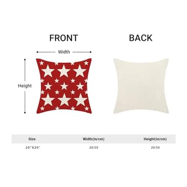 AEIOAE 4th of July Pillow Covers 20x20 Red and White Patriotic Stars Outdoor Decor Throw Pillows for Couch American Flag Independence Day Pillowcase Decorative Cushion Case for Sofa Bed Set of 2 - Image 5