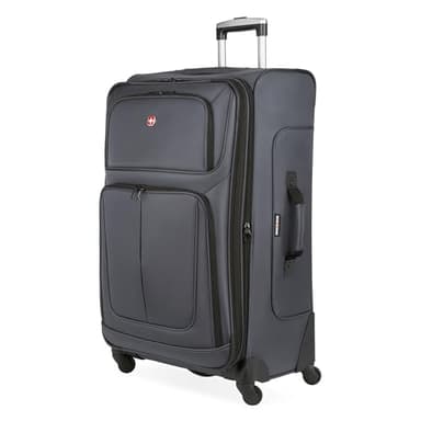 SwissGear Sion Softside Expandable Luggage, Dark Grey, Checked-Large 29-Inch - Image 1