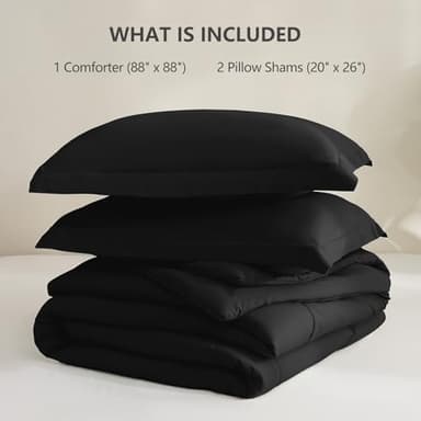 CozyLux Queen Comforter Set Black - 3 Pieces Box Stitched Comforters Queen Size, Soft Bed Set for All Seasons, Lightweight Bedding Sets with 1 Down Alternative Comforter and 2 Pillow Shams - Image 6