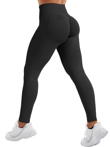 YEOREO SoftHue Hidden Scrunch Butt Workout Leggings for Women Lifting Seamless Mid Low Waist 25" Gym Fitness Yoga Pants with Tummy Control Black-M - Image 1
