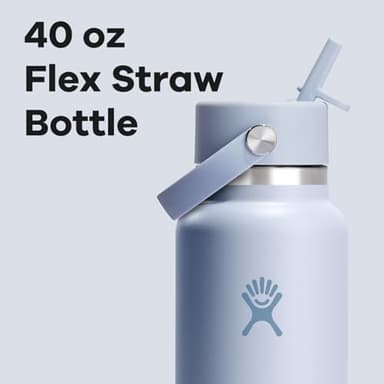 Hydro Flask Water Bottle - Insulated Stainless Steel - Wide Straw Lid, Non Spill, Leakproof in 40 Oz Surf Blue - Image 3