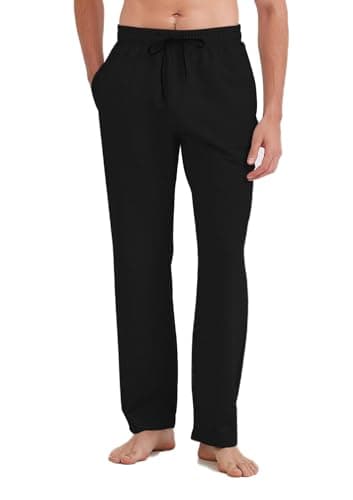 Idtswch 38 Inseam Mens Tall Sweatpants Open Bottom Joggers Casual Loose Fit Athletic Yoga Pants with Pockets Black - Image 1