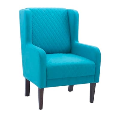 Powell Glenn Teal Wingbacked Accent Chair with Quilted Seat - Image 1