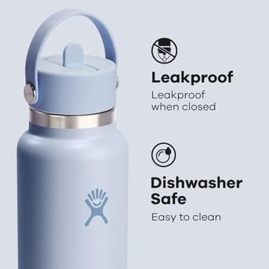 Hydro Flask Water Bottle - Insulated Stainless Steel - Wide Straw Lid, Non Spill, Leakproof in 40 Oz Surf Blue - Image 4