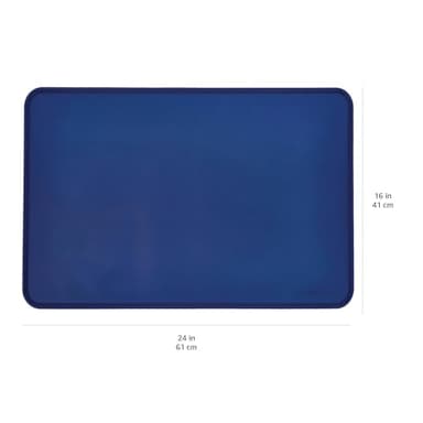 Amazon Basics Waterproof Anti-Slip Silicone Cat & Dog Food Mat, Pet Mats with Raised Edges for Food and Water Bowl to Protect Floors, 24 x 16 Inches, Blue, Solid - Image 4