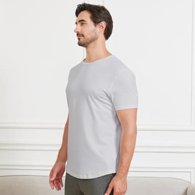 netdraw Men's Ultra Soft Bamboo Viscose T-Shirt Curve Hem Lightweight Cooling Short Sleeve Casual Basic Tee Shirt, Light Platinum, Medium - Image 3