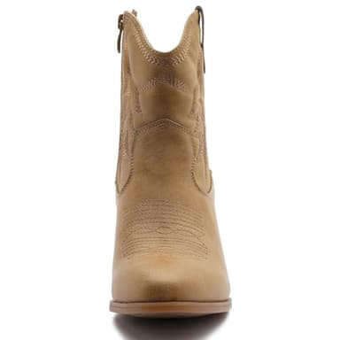 GLOBALWIN Women's Khaki Mid Calf The Western Cowboy Boots Fashion Cowgirl Boots For Women Low Heel Size 6M - Image 3