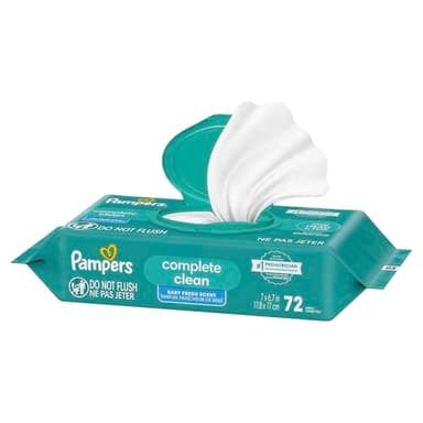 Pampers Baby Wipes, Complete Clean Baby Fresh Scented Wipe, Gently Cleans Head to Toe, 72 Total (1 Flip-Top Packs) - Image 8