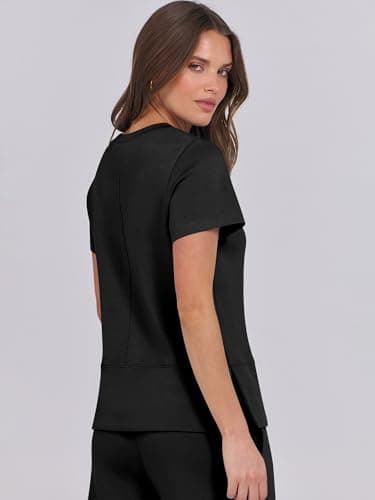 ANRABESS Women 2 Piece Lounge Sets Summer Travel Sweat Outfits Short Sleeve Wide Leg Casual Matching Tracksuits Clothes Black XX-Large - Image 8