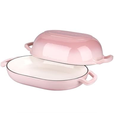 VORRINGARD Enameled Cast Iron Sourdough Bread Oven, Dutch Oven, Loaf Cast Iron Bread Pan for Homemade Bread Baking, Meatloaf Pan with Lid, 7QT, Pink - Image 5