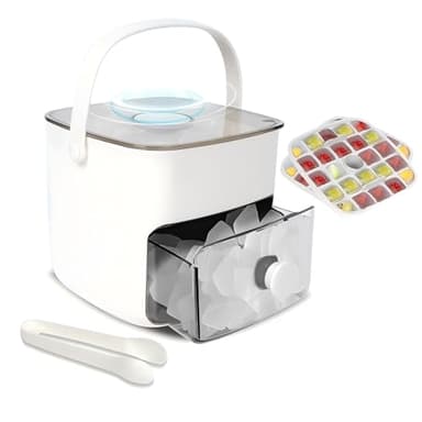 Ice Cube Tray with Lid & Bin Ice Maker for Freezer Ice Trays Ice Container- Ice Molds for Whiskey, Cocktail, Coffee Drinks, Beer with Ice Tongs Kitchen Gadgets Tools (White) - Image 1