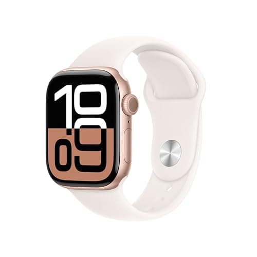 Apple Watch Series 10 [GPS 42mm case] Smartwatch with Rose Gold Aluminum Case with Light Blush Sport Band - S/M. Fitness Tracker, ECG App, Always-On Retina Display, Water Resistant - Image 1