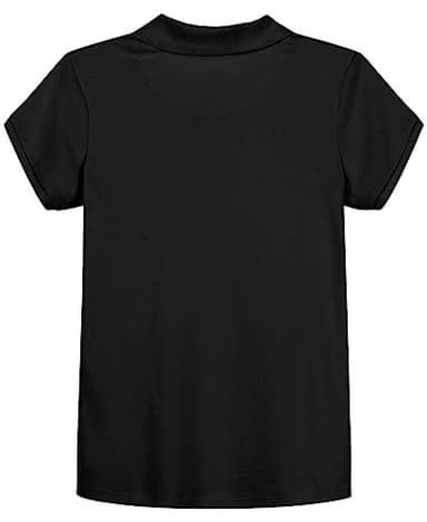 IZOD girls School Uniform Short Sleeve Interlock Polo Shirt, Black, 12 14 US - Image 2