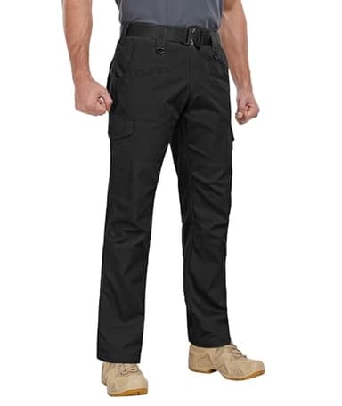 Zoofly Mens Hiking Pants with Pockets Water Proof Cargo Work Pants for Men Ripstop Army Cargo Pants Elastic Waist Black 40W*34L - Image 5