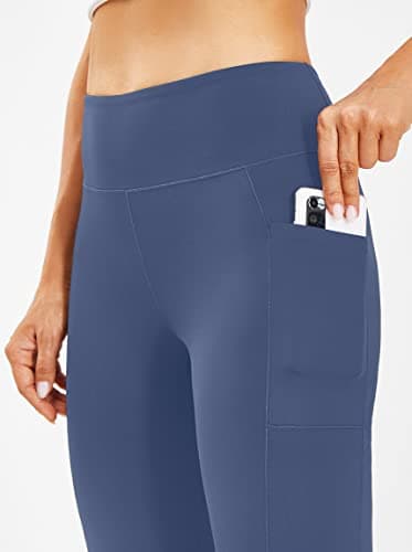 AFITNE Capri Pants for Women Bootcut Yoga Pants with Pockets High Waisted Flare Workout Bootleg Yoga Crop Flared Athletic Gym Pants Sky Blue - XL - Image 4