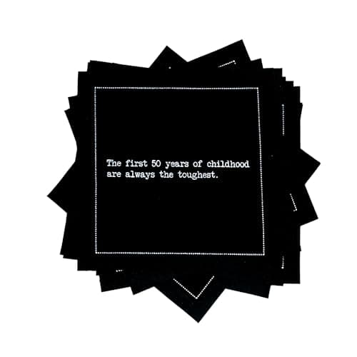 Five Star Napkins 50th Birthday Quotes Black Cotton Cocktail Napkins, Beverage Napkins, Bar Napkins, Cloth Napkins, Party Napkins, Events, Holidays, Weddings, Birthdays, Disposable, 4.5" x 4.5"- (50x) - Image 1