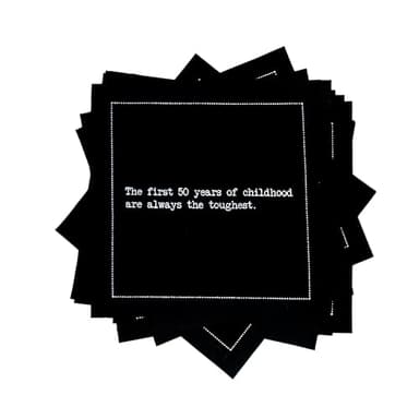 Five Star Napkins 50th Birthday Quotes Black Cotton Cocktail Napkins, Beverage Napkins, Bar Napkins, Cloth Napkins, Party Napkins, Events, Holidays, Weddings, Birthdays, Disposable, 4.5" x 4.5"- (50x) - Image 1