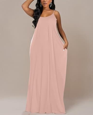 OFEEFAN Womens Maxi Dresses Flattering Dresses to Hide Tummy Trendy Dresses Khaki XL - Image 6