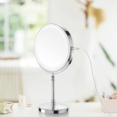 Lighted Makeup Mirror, 3000 mAh Rechargeable Double Sided Magnifying Vanity Mirror with 3 Colors, 1x/10x, 360° Rotation , Brightness Adjustable Magnification Cosmetic Light up Mirror, Women Gift - Image 9