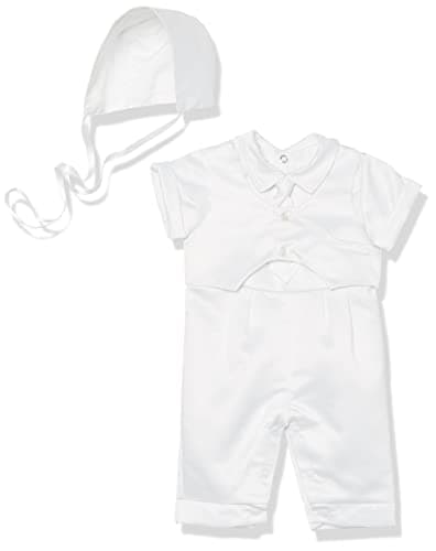 Pippa & Julie Baby Boys' Christening Set, 3-Piece Outfit, Includes Suit, Removable Vest & Bonnet, White, 18 Months - Image 1