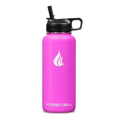 HYDRO CELL Stainless Steel Insulated Water Bottle with Straw - For Cold & Hot Drinks - Metal Vacuum Flask with Screw Cap and Modern Leakproof Sport Thermos for Adults (Fuchsia 32oz) - Image 2