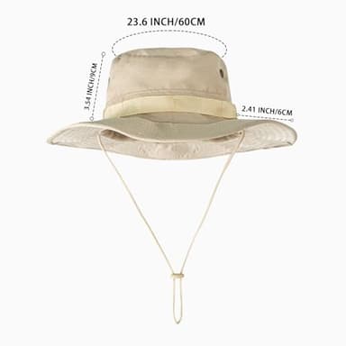 Sun Hats for Men Women Bucket Hat UPF 50+ UV Protection Boonie Hat for Safari Fishing Hiking Garden Beach Beige - Image 6