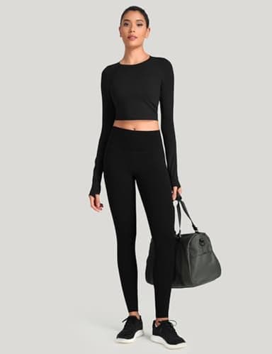 HeyNuts Workout Pro Extra Long Leggings for Tall Women, High Waisted Athletic Tummy Control Leggings Soft Yoga Pants 31'' Black M(8/10) - Image 4