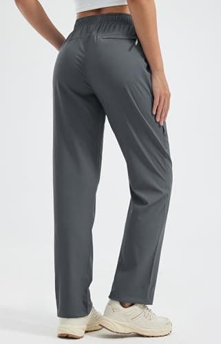 Libin Women's Pants 31" Hiking Cargo Pants Lounge Athletic Cooling Wind Work Tactical Zipper Pockets, Gray L - Image 3