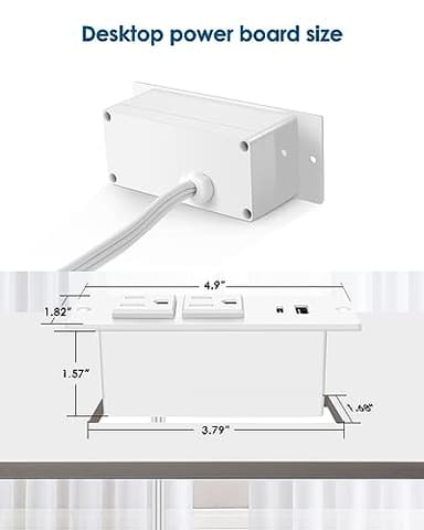 Conference Recessed Power Strip USB C Fast Charging,Furniture Recessed Outlet,Table Power Strip,Flush Mount for Side Table (White, 20W USB-C Port) - Image 5