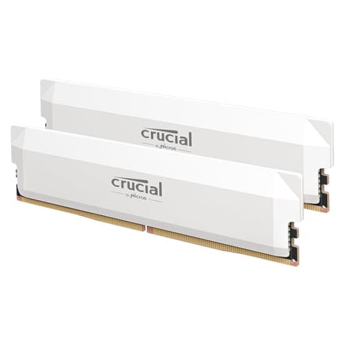 Crucial Pro DDR5 RAM 64GB Kit (2x32GB) 6400MHz CL40, Overclocking Desktop Gaming Memory, Intel XMP 3.0 & AMD Expo Compatible – White CP2K32G64C40U5W - Image 1