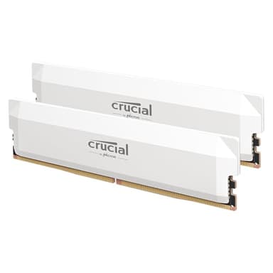 Crucial Pro DDR5 RAM 64GB Kit (2x32GB) 6400MHz CL40, Overclocking Desktop Gaming Memory, Intel XMP 3.0 & AMD Expo Compatible – White CP2K32G64C40U5W - Image 1