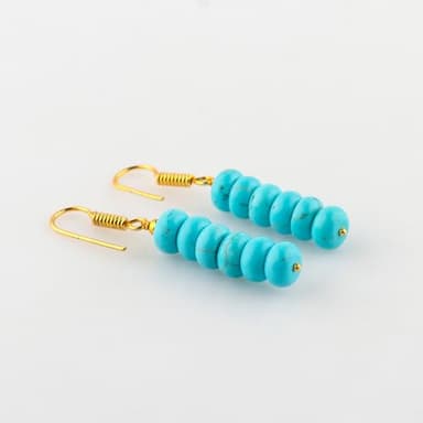 Natural Turquoise Crystals Earring, Rondelle Beads Gemstone, Energy Healing Crystals, Birthday, Gift for Her, Gemstone Jewelry, Valentine Day Gift (Turquoise) - Image 2