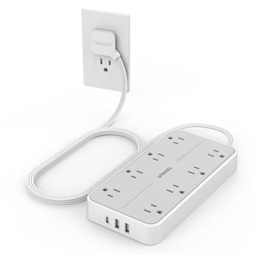 TESSAN Power Strip Surge Protector, Flat Plug Extension Cord with 8 Outlets 3 USB Charger(1 USB C), 1080 Joules Protection, Wall Mountable Charging Station for Home Office School Dorm Room Essentials - Image 1