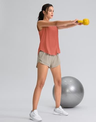 SANTINY Women's Sleeveless Workout Tops Breathable Lightweight Active Tennis Yoga Shirts Athletic Running Tank Tops for Women (Coral_L) - Image 5