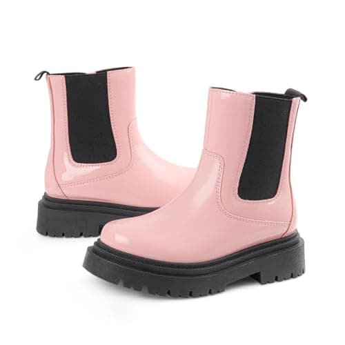 Wulubaba Girls Ankle Boots Side Zipper Lace Up Dress Pink Girls Boots for Toddler/Little Kid/Big Kid,Pink,2 - Image 1