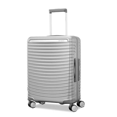 Framelock Max 21” Carry-On Hardshell Zipperless Luggage - Highly Secure Integrated Eazylock™ Mechanism - RightHeight™ Adjustable Handle System - 360° Spinner Wheels - Airline Approved - Glacial Silver - Image 1