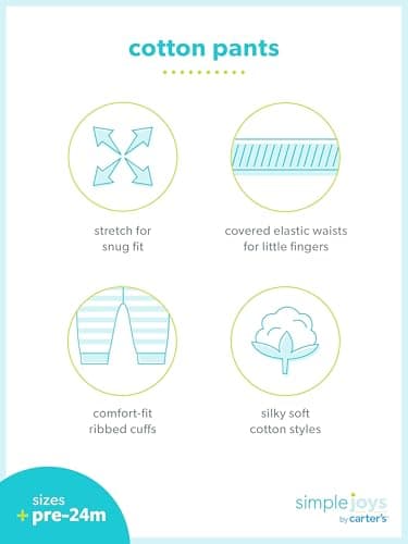Simple Joys by Carter's Baby Cotton Pants, Pack of 4, Dark Blue/Dark Grey/Grey Heather/Red, 24 Months - Image 3