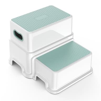 Victostar Toddler Step Stool,2 Kids Step Stool for Bathroom Sink,Baby Potty Stool with Anti-Slip Surface and Rubber Bottom,Plastic Stool with Handle for Toilet Potty Training Bathroom Kitchen - Image 8