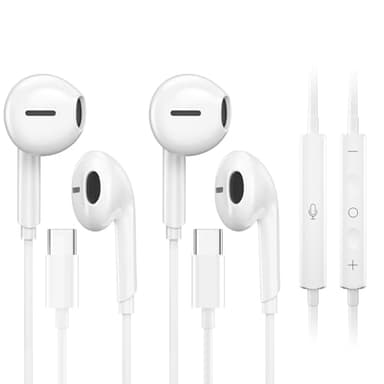 2 Packs USB C Headphones for iPhone 16/15 Pro Max iPad Plus Type C Earphones with Microphone Volume Control USB C Wired Earbuds USB Type C Earphone for Samsung S25 Ultra S24 S23 S22 S21 S20 A55 - Image 1