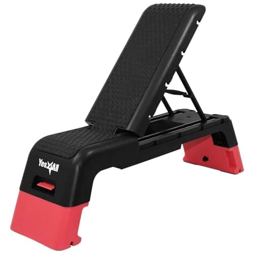 Yes4All Multifunctional Fitness Aerobic Step Platform/Aerobic Deck, Household Step Workout Bench for Home Gym (Red/Black) - Image 1