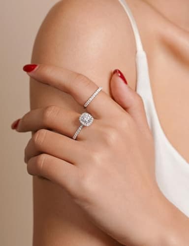 IMOLOVE Moissanite Halo Engagement Rings for Women Halo Rings for Women Wedding Promise Ring 1.4CT D Color VVS1 Clarity Round Cut Moissanite Ring in Sterling Silver plated with 18K White Gold-70 - Image 7