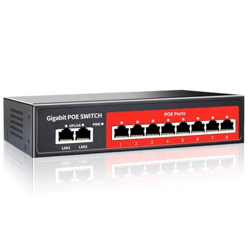 8 Port Gigabit PoE Switch with 2 Gigabit Uplink,802.3af/at Compliant,120W Built-in Power,Unmanaged Metal Plug and Play - Image 1