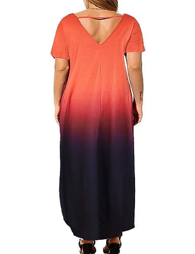 Kancystore Plus Size Beach Dresses for Curvy Women 4X-5X Boho Coverup Short Sleeve Tie Dye - Image 2