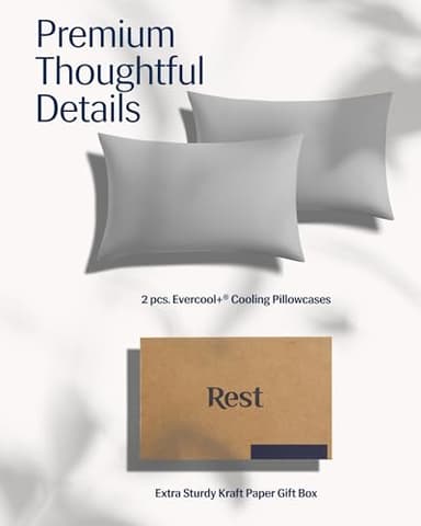 REST® Evercool®+ Cooling Pillowcases King - 2 Pillowcases for Sensitive Skin, Silver Infused Fabric for Hygienic Sleep, Silky Smooth for Curly Hair, High Elastic for Snug Fit (19x35 inches) - Image 6