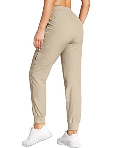 VILIGO Khaki Pants for Women Lightweight Quick Dry Scrub Casual Travel Pants Outdoor Waterproof Khaki Hiking Cargo Joggers Kaki L - Image 3